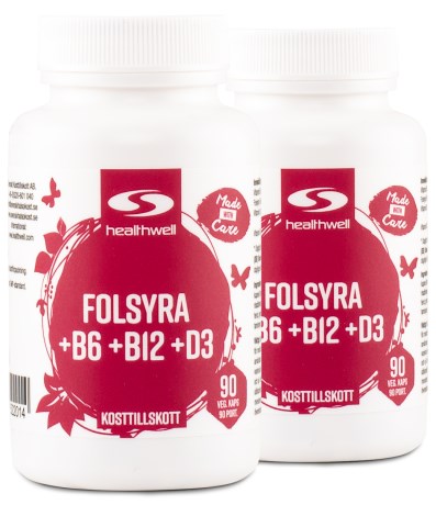 Folinsyre+B6+B12+D, Vitaminer & Mineraler - Healthwell