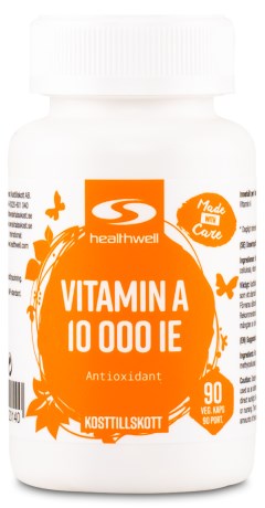 Healthwell Vitamiini A 10000 IE, Kosttilskud - Healthwell