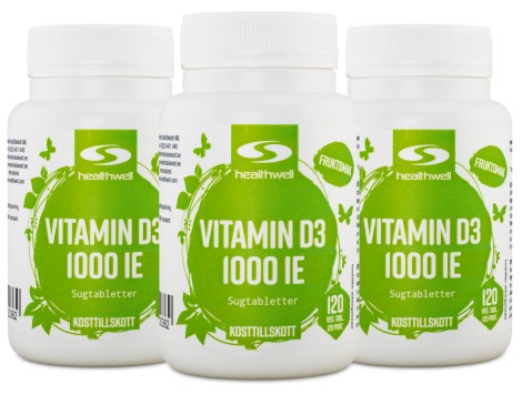 Vitamin D3 1000 IE Sugetabletter, Vitaminer & Mineraler - Healthwell