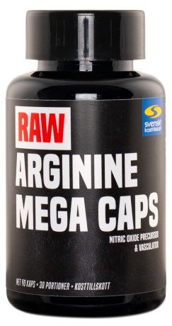 RAW Arginine Mega Caps, Tr�ningstilskud - Svenskt Kosttillskott