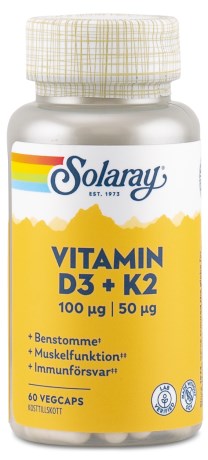 Solaray Vitamin D3 & K2, Vitaminer & Mineraler - Solaray