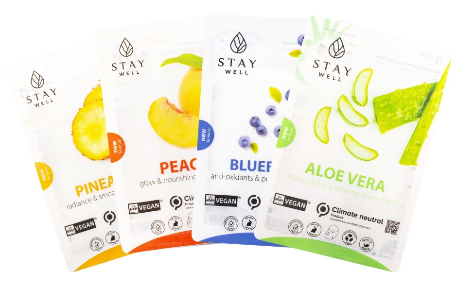StayWell Vegan Sheet Mask Mixpack 4 stk., Kropspleje & Hygiejne - StayWell