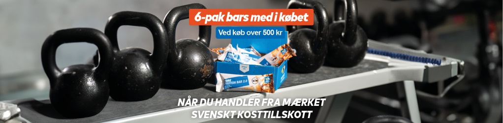 Kb Svenskt Kosttillskott for 500 kr, f 6-pak proteinbarer