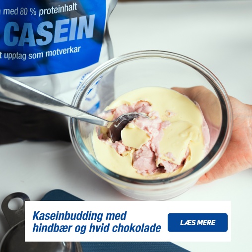 Kaseinbudding med hindb�r og hvid chokolade